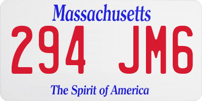 MA license plate 294JM6