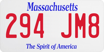 MA license plate 294JM8