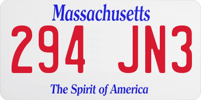 MA license plate 294JN3