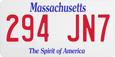 MA license plate 294JN7