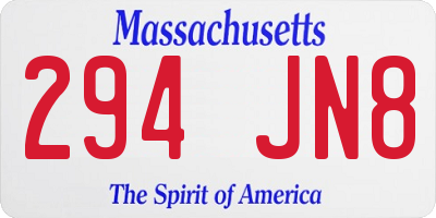 MA license plate 294JN8