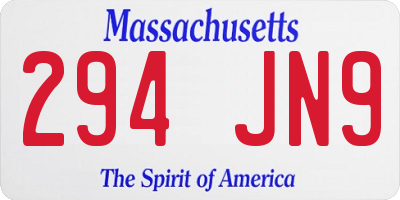MA license plate 294JN9