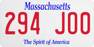 MA license plate 294JO0