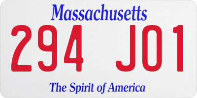MA license plate 294JO1