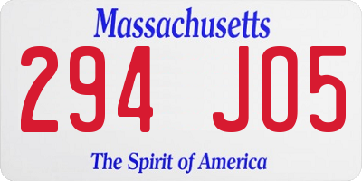 MA license plate 294JO5