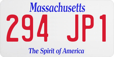 MA license plate 294JP1