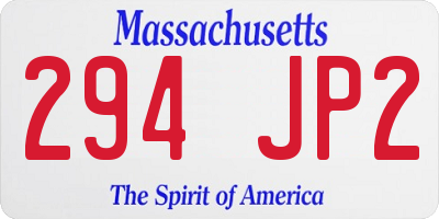 MA license plate 294JP2