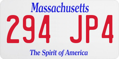 MA license plate 294JP4