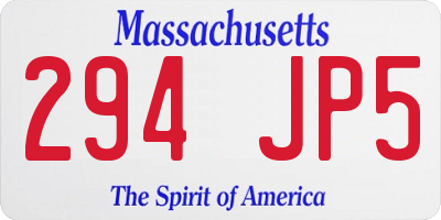 MA license plate 294JP5