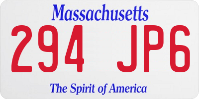 MA license plate 294JP6