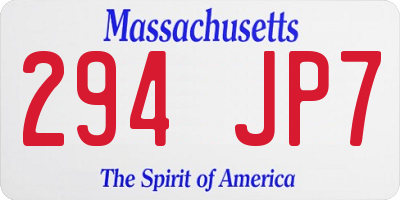 MA license plate 294JP7
