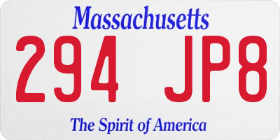 MA license plate 294JP8