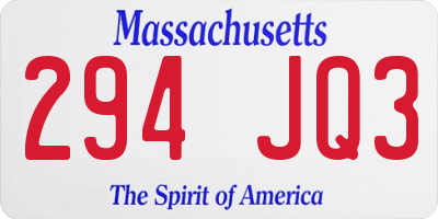 MA license plate 294JQ3