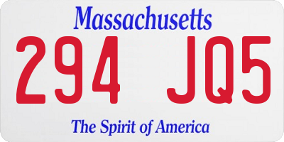 MA license plate 294JQ5