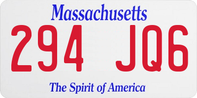 MA license plate 294JQ6