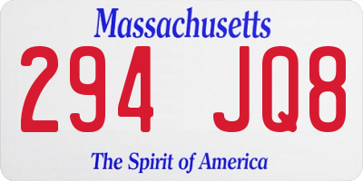 MA license plate 294JQ8