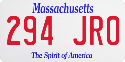 MA license plate 294JR0