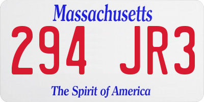 MA license plate 294JR3