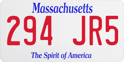 MA license plate 294JR5