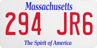 MA license plate 294JR6