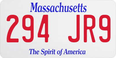 MA license plate 294JR9