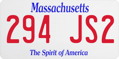 MA license plate 294JS2