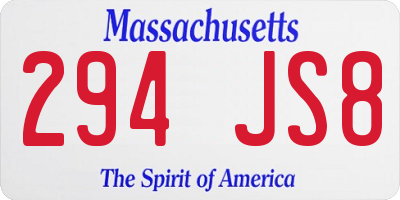 MA license plate 294JS8