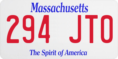 MA license plate 294JT0