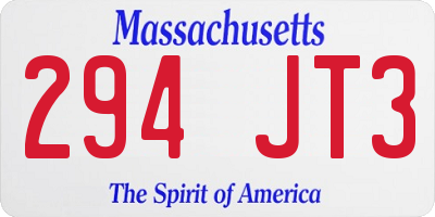 MA license plate 294JT3