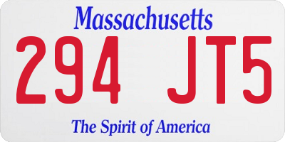 MA license plate 294JT5