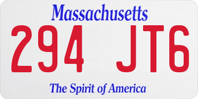 MA license plate 294JT6