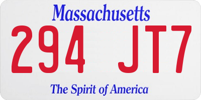 MA license plate 294JT7