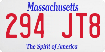 MA license plate 294JT8