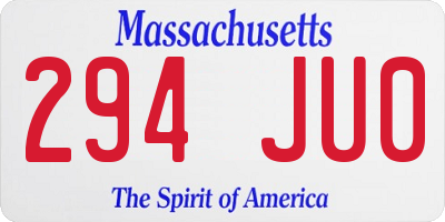 MA license plate 294JU0