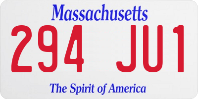 MA license plate 294JU1