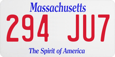 MA license plate 294JU7