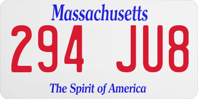 MA license plate 294JU8