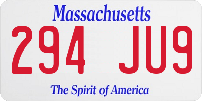 MA license plate 294JU9