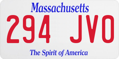 MA license plate 294JV0