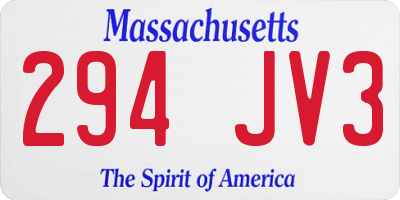 MA license plate 294JV3