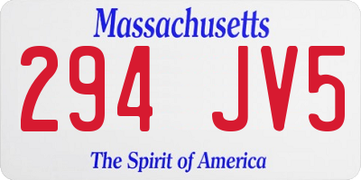 MA license plate 294JV5