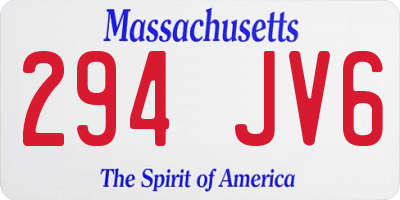 MA license plate 294JV6