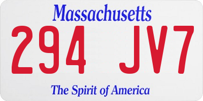 MA license plate 294JV7