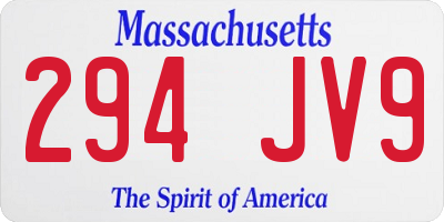 MA license plate 294JV9