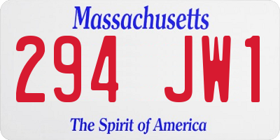 MA license plate 294JW1