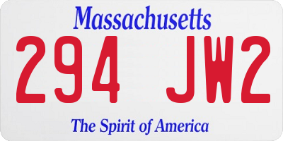 MA license plate 294JW2