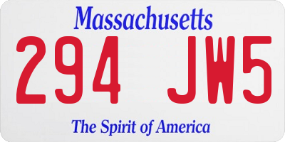 MA license plate 294JW5