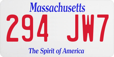 MA license plate 294JW7