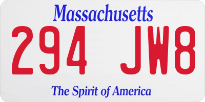 MA license plate 294JW8
