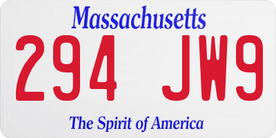 MA license plate 294JW9